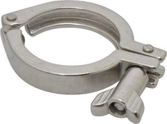 VNE - 2", Clamp Style, Sanitary Stainless Steel Pipe Clamp with Wing Nut - Grade 304 - Americas Industrial Supply