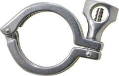 VNE - 2", Clamp Style, Sanitary Stainless Steel Pipe Clamp with Holed Wing Nut - Grade 304 - Americas Industrial Supply