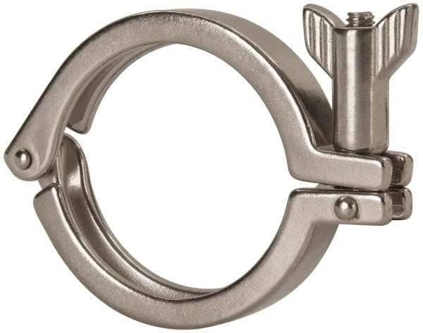 VNE - 2-1/2", Clamp Style, Sanitary Stainless Steel Pipe Clamp with Wing Nut - Grade 304 - Americas Industrial Supply