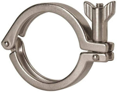 VNE - 2-1/2", Clamp Style, Sanitary Stainless Steel Pipe Clamp with Wing Nut - Grade 304 - Americas Industrial Supply