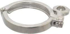 VNE - 3", Clamp Style, Sanitary Stainless Steel Pipe Clamp with Holed Wing Nut - Grade 304 - Americas Industrial Supply
