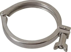 VNE - 4", Clamp Style, Sanitary Stainless Steel Pipe Clamp with Wing Nut - Grade 304 - Americas Industrial Supply