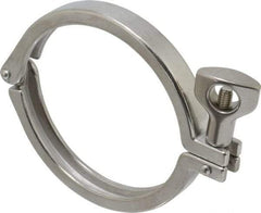 VNE - 4", Clamp Style, Sanitary Stainless Steel Pipe Clamp with Holed Wing Nut - Grade 304 - Americas Industrial Supply