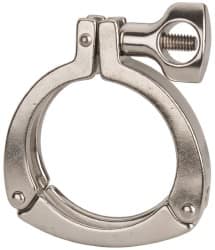 VNE - 2-1/2", Clamp Style, Sanitary Stainless Steel Pipe Three Piece Clamp with Holed Wing Nut - Grade 304 - Americas Industrial Supply