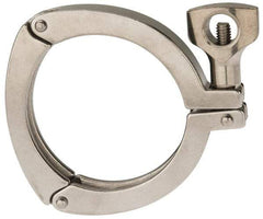 VNE - 3", Clamp Style, Sanitary Stainless Steel Pipe Three Piece Clamp with Holed Wing Nut - Grade 304 - Americas Industrial Supply