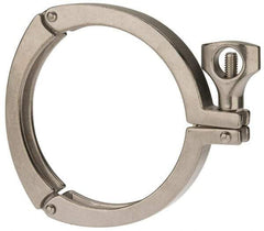 VNE - 4", Clamp Style, Sanitary Stainless Steel Pipe Three Piece Clamp with Holed Wing Nut - Grade 304 - Americas Industrial Supply