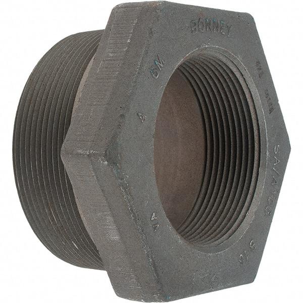 Made in USA - Size 4 x 3", Class 3,000, Forged Carbon Steel Black Pipe Hex Bushing - 3,000 psi, Threaded End Connection - Americas Industrial Supply