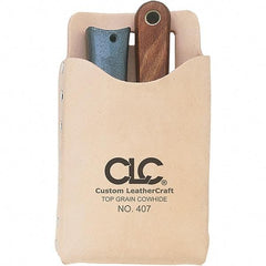 CLC - General Purpose Holster with 1 Pocket - Leather, Natural (Color), 4-1/4" Wide x 7-1/2" High x 1" Deep - Americas Industrial Supply