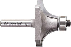 Amana Tool - 1-1/2" Cut Diam, 3/4" Length of Cut, 2 Flute Round-Over Edge Profile Router Bit - Carbide-Tipped, 1/4" Shank Diam, 2-1/4" OAL, Uncoated - Americas Industrial Supply