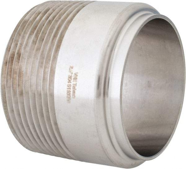 VNE - 2-1/2", Weld Style, Sanitary Stainless Steel Pipe Adapter - MNPT x Butt Weld Connection, Grade 304 - Americas Industrial Supply