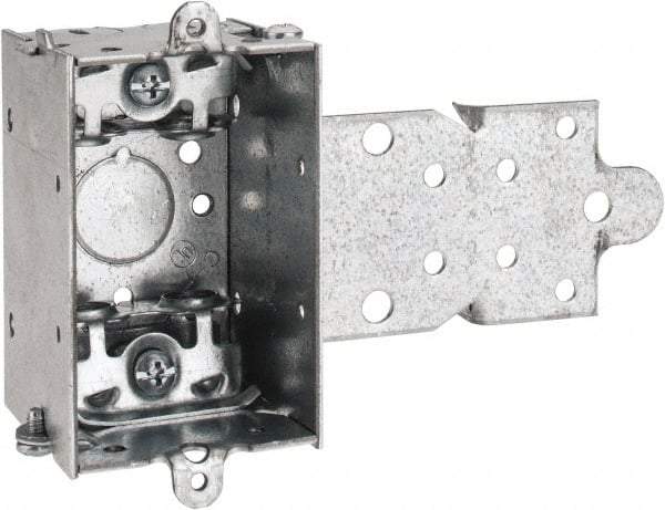 Cooper Crouse-Hinds - 1 Gang, (5) 1/2" Knockouts, Steel Rectangle Switch Box - 3" Overall Height x 2" Overall Width x 2" Overall Depth - Americas Industrial Supply