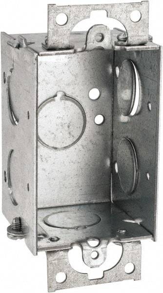 Cooper Crouse-Hinds - 1 Gang, (7) 1/2" Knockouts, Steel Rectangle Switch Box - 3" Overall Height x 2" Overall Width x 2" Overall Depth - Americas Industrial Supply