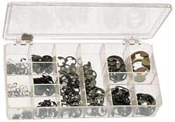 Precision Brand - 265 Piece, 1/8 to 7/8", Steel, E Style External Retaining Ring Assortment - Includes Plastic Case - Americas Industrial Supply