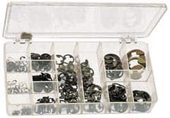 Precision Brand - 265 Piece, 1/8 to 7/8", Steel, E Style External Retaining Ring Assortment - Includes Plastic Case - Americas Industrial Supply
