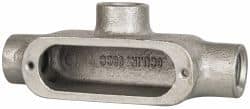 Cooper Crouse-Hinds - Form 5, T Body, 1/2" Trade, Rigid Malleable Iron Conduit Body - Oval, 5.38" OAL, 6 cc Capacity, Gray - Americas Industrial Supply