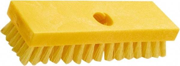 Rubbermaid - 1" Bristle Length, Polypropylene Scrub Brush - 8" OAL, Threaded Handle, Yellow, Plastic Block - Americas Industrial Supply