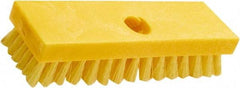 Rubbermaid - 1" Bristle Length, Polypropylene Scrub Brush - 8" OAL, Threaded Handle, Yellow, Plastic Block - Americas Industrial Supply