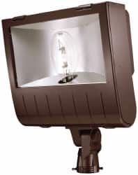 Cooper Lighting - 1 Head, 120/208/240/277 Volt, 400 Watt, Pulse Start Metal Halide Floodlight Fixture - Slipfitter Mounted, 20-1/2" Long x 9-1/2" Wide x 27-1/2" High, Aluminum Housing - Americas Industrial Supply