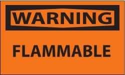NMC - Warning - Flammable, Pressure Sensitive Vinyl Fire Sign - 5" Wide x 3" High - Americas Industrial Supply