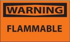 NMC - Warning - Flammable, Pressure Sensitive Vinyl Fire Sign - 5" Wide x 3" High - Americas Industrial Supply