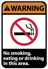 NMC - "Warning - No Smoking, Eating or Drinking in This Area", 14" Long x 10" Wide, Rigid Plastic Safety Sign - Rectangle, 0.05" Thick, Use for Security & Admittance - Americas Industrial Supply