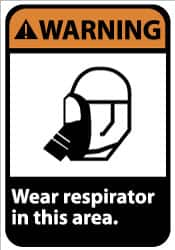 NMC - "Warning - Wear Respirator in This Area", 14" Long x 10" Wide, Rigid Plastic Safety Sign - Rectangle, 0.05" Thick, Use for Accident Prevention - Americas Industrial Supply