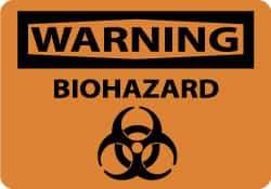 NMC - "Warning - Biohazard", 10" Long x 14" Wide, Aluminum Safety Sign - Rectangle, 0.04" Thick, Use for Hazardous Materials - Americas Industrial Supply