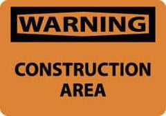 NMC - "Warning - Construction Area", 10" Long x 14" Wide, Rigid Plastic Safety Sign - Rectangle, 0.05" Thick, Use for Security & Admittance - Americas Industrial Supply