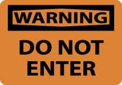 NMC - "Warning - Do Not Enter", 10" Long x 14" Wide, Pressure-Sensitive Vinyl Safety Sign - Rectangle, 0.004" Thick, Use for Security & Admittance - Americas Industrial Supply
