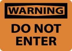 NMC - "Warning - Do Not Enter", 10" Long x 14" Wide, Aluminum Safety Sign - Rectangle, 0.04" Thick, Use for Security & Admittance - Americas Industrial Supply