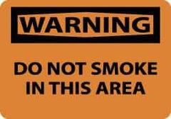 NMC - "Warning - Do Not Smoke in This Area", 10" Long x 14" Wide, Pressure-Sensitive Vinyl Safety Sign - Rectangle, 0.004" Thick, Use for Smoking Regulations - Americas Industrial Supply