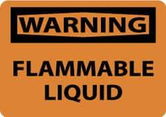 NMC - "Warning - Flammable Liquid", 10" Long x 14" Wide, Pressure-Sensitive Vinyl Safety Sign - Rectangle, 0.004" Thick, Use for Hazardous Materials - Americas Industrial Supply