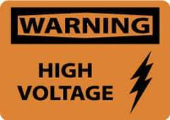 NMC - "Warning - High Voltage", 10" Long x 14" Wide, Rigid Plastic Safety Sign - Rectangle, 0.05" Thick, Use for Accident Prevention - Americas Industrial Supply