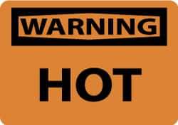 NMC - "Warning - Hot", 10" Long x 14" Wide, Pressure-Sensitive Vinyl Safety Sign - Rectangle, 0.004" Thick, Use for Accident Prevention - Americas Industrial Supply