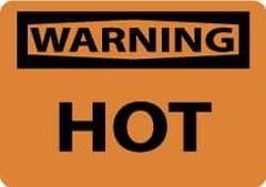 NMC - "Warning - Hot", 10" Long x 14" Wide, Aluminum Safety Sign - Rectangle, 0.04" Thick, Use for Accident Prevention - Americas Industrial Supply