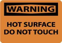 NMC - "Warning - Hot Surface - Do Not Touch", 10" Long x 14" Wide, Rigid Plastic Safety Sign - Rectangle, 0.05" Thick, Use for Accident Prevention - Americas Industrial Supply