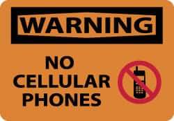 NMC - "Warning - No Cellular Phones", 10" Long x 14" Wide, Aluminum Safety Sign - Rectangle, 0.04" Thick, Use for Security & Admittance - Americas Industrial Supply