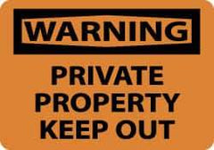 NMC - "Warning - Private Property - Keep Out", 10" Long x 14" Wide, Pressure-Sensitive Vinyl Safety Sign - Rectangle, 0.004" Thick, Use for Security & Admittance - Americas Industrial Supply