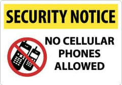 NMC - "Security Notice - No Cellular Phones Allowed", 14" Long x 20" Wide, Rigid Plastic Safety Sign - Rectangle, 0.05" Thick, Use for Security & Admittance - Americas Industrial Supply