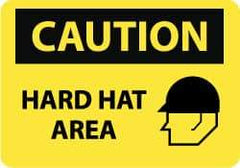 NMC - "Caution - Hard Hat Area", 20" Long x 28" Wide, Aluminum Safety Sign - Rectangle, 0.04" Thick, Use for Accident Prevention - Americas Industrial Supply