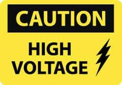NMC - "Caution - High Voltage", 20" Long x 28" Wide, Aluminum Safety Sign - Rectangle, 0.04" Thick, Use for Accident Prevention - Americas Industrial Supply