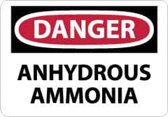 NMC - "Danger - Anhydrous Ammonia", 10" Long x 14" Wide, Pressure-Sensitive Vinyl Safety Sign - Rectangle, 0.004" Thick, Use for Hazardous Materials - Americas Industrial Supply