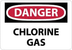 NMC - "Danger - Chlorine Gas", 10" Long x 14" Wide, Pressure-Sensitive Vinyl Safety Sign - Rectangle, 0.004" Thick, Use for Hazardous Materials - Americas Industrial Supply