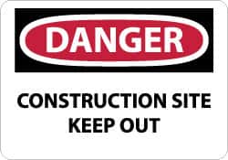 NMC - "Danger - Construction Site - Keep Out", 10" Long x 14" Wide, Pressure-Sensitive Vinyl Safety Sign - Rectangle, 0.004" Thick, Use for Security & Admittance - Americas Industrial Supply