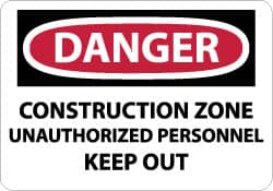 NMC - "Danger - Construction Site - Unauthorized Persons - Keep Out", 20" Long x 28" Wide, Aluminum Safety Sign - Rectangle, 0.04" Thick, Use for Security & Admittance - Americas Industrial Supply