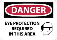 NMC - "Danger - Eye Protection Required in This Area", 10" Long x 14" Wide, Pressure-Sensitive Vinyl Safety Sign - Rectangle, 0.004" Thick, Use for Accident Prevention - Americas Industrial Supply