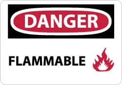 NMC - Danger - Flammable, Pressure Sensitive Vinyl Fire Sign - 14" Wide x 10" High - Americas Industrial Supply