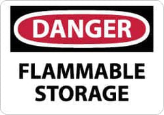 NMC - "Danger - Flammable Storage", 10" Long x 14" Wide, Pressure-Sensitive Vinyl Safety Sign - Rectangle, 0.004" Thick, Use for Hazardous Materials - Americas Industrial Supply