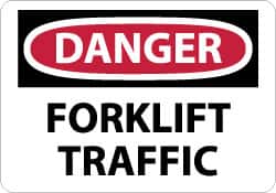 NMC - "Danger - Forklift Traffic", 10" Long x 14" Wide, Pressure-Sensitive Vinyl Safety Sign - Rectangle, 0.004" Thick, Use for Accident Prevention - Americas Industrial Supply