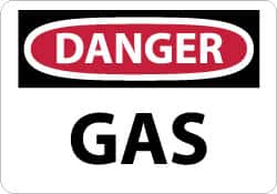 NMC - "Danger - Gas", 10" Long x 14" Wide, Pressure-Sensitive Vinyl Safety Sign - Rectangle, 0.004" Thick, Use for Hazardous Materials - Americas Industrial Supply